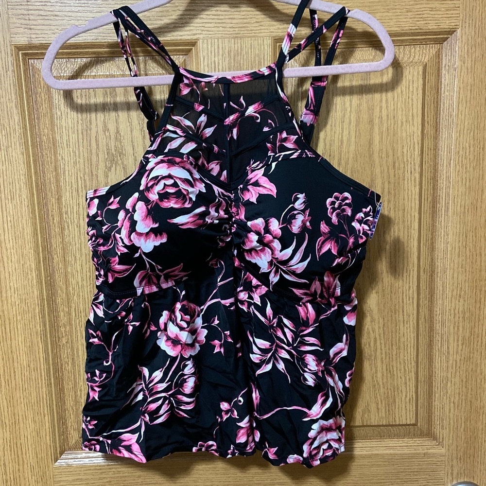 Nwt Mesh Trim High Neck Tankini Top Swimsuits For All